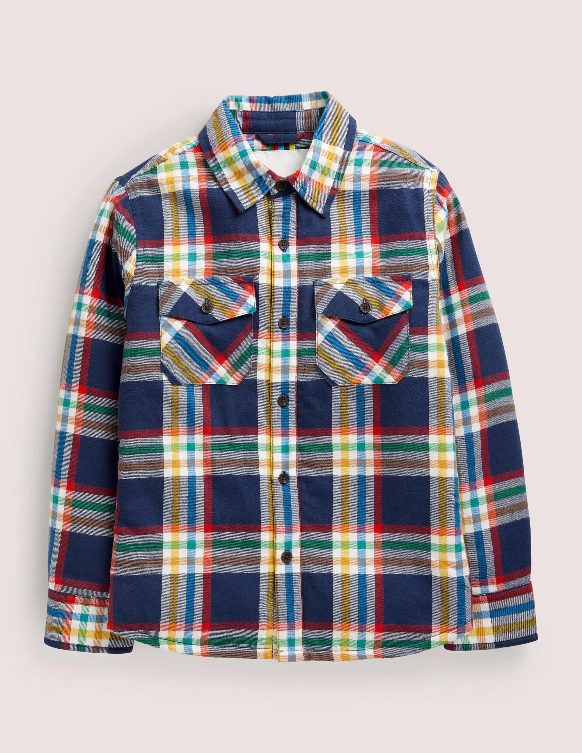 Sherpa-Lined Shacket-Starboard Blue Rainbow Check - Image 1