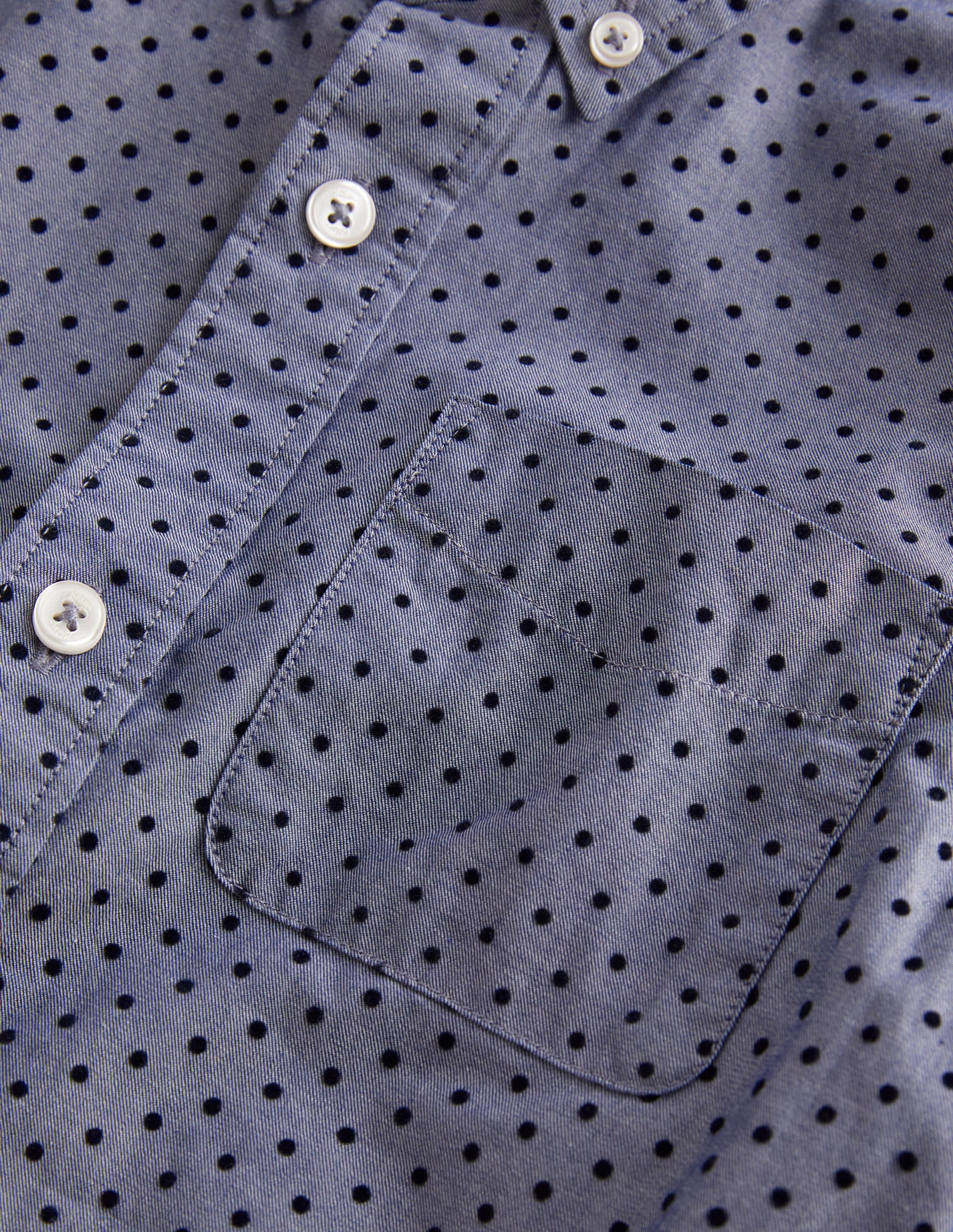 Lässiges Twill-Hemd-Blau, Geflockte Tupfen - Image 3