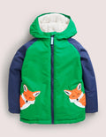 Colourblock Sherpa-Lined Fox Print Anorak-Renard vert des Highlands