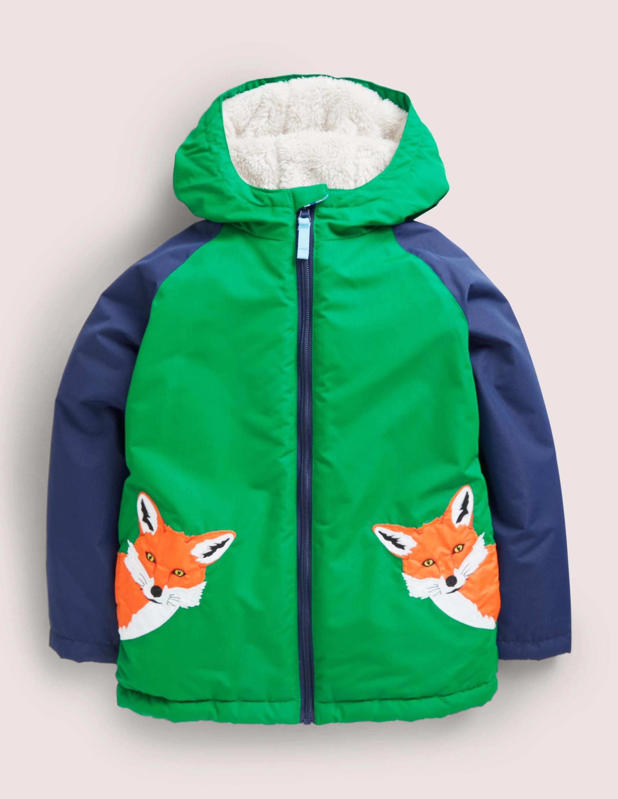 Colourblock Sherpa-Lined Fox Print Anorak-Renard vert des Highlands - Image 1