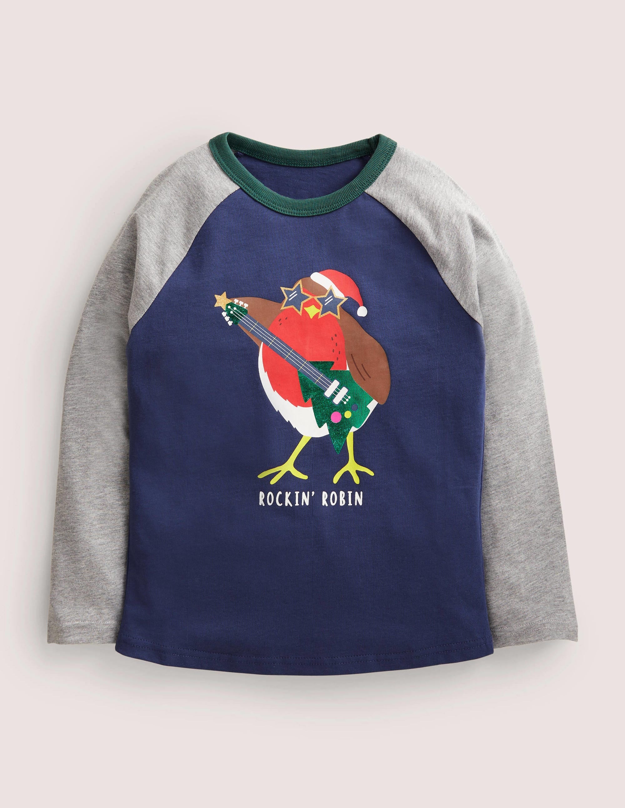 Festliches Raglan-Oberteil-Schuluniform-Navy, Rockiges Rotkehlchen - Image 1