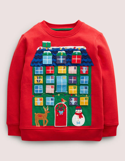 Sweatshirt mit Adventskalender-Motiv-Rockabilly-Rot