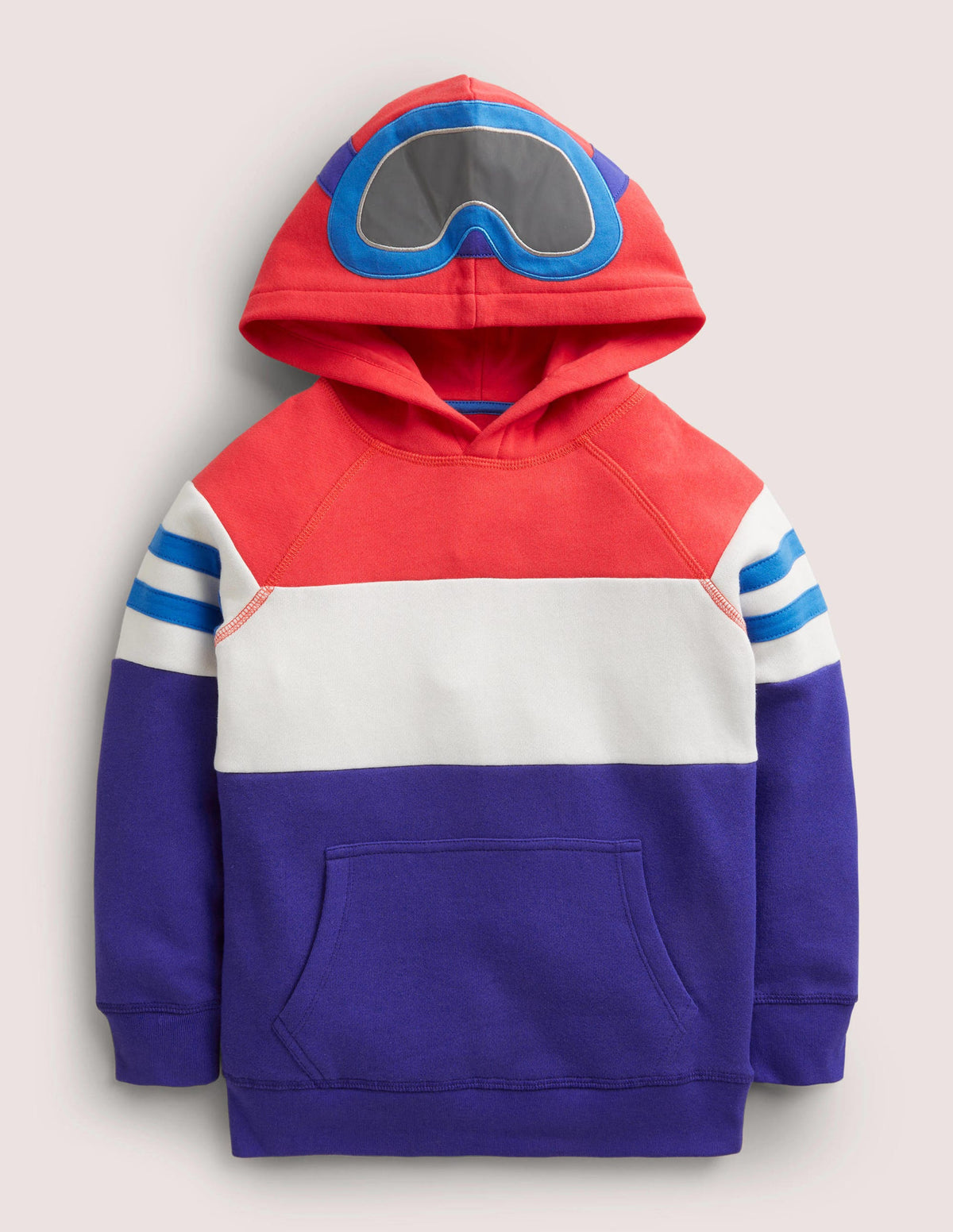 Ski-Hoodie-Erdbeerkuchenrot, Stahlblau - Image 1