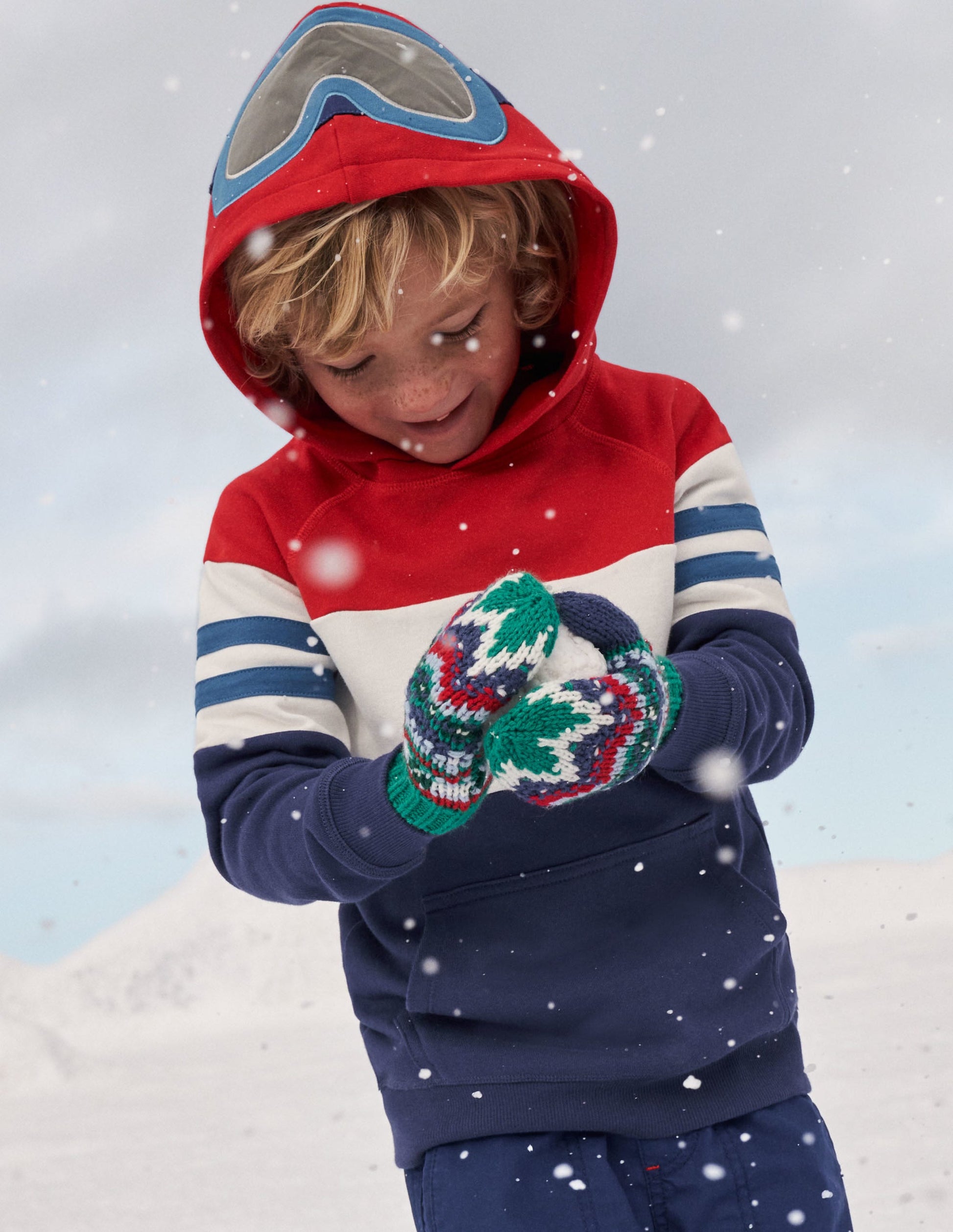 Ski-Hoodie-Erdbeerkuchenrot, Stahlblau-6