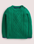 Pull col rond torsadé-Vert clairière ombragée