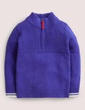 Feinstrick-Pullover mit halbem Reißverschluss-Stahlblau