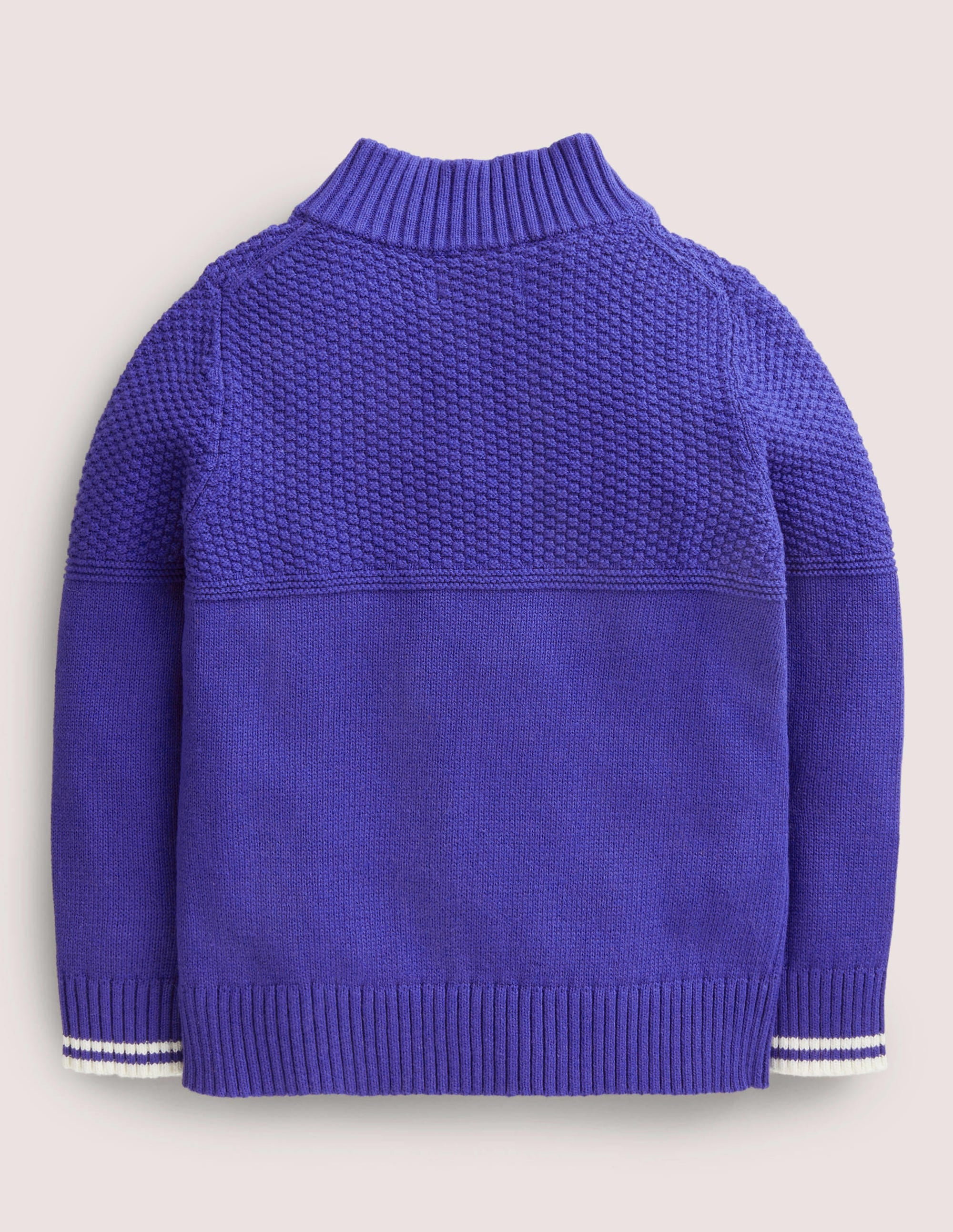 Feinstrick-Pullover mit halbem Reißverschluss-Stahlblau - Image 2