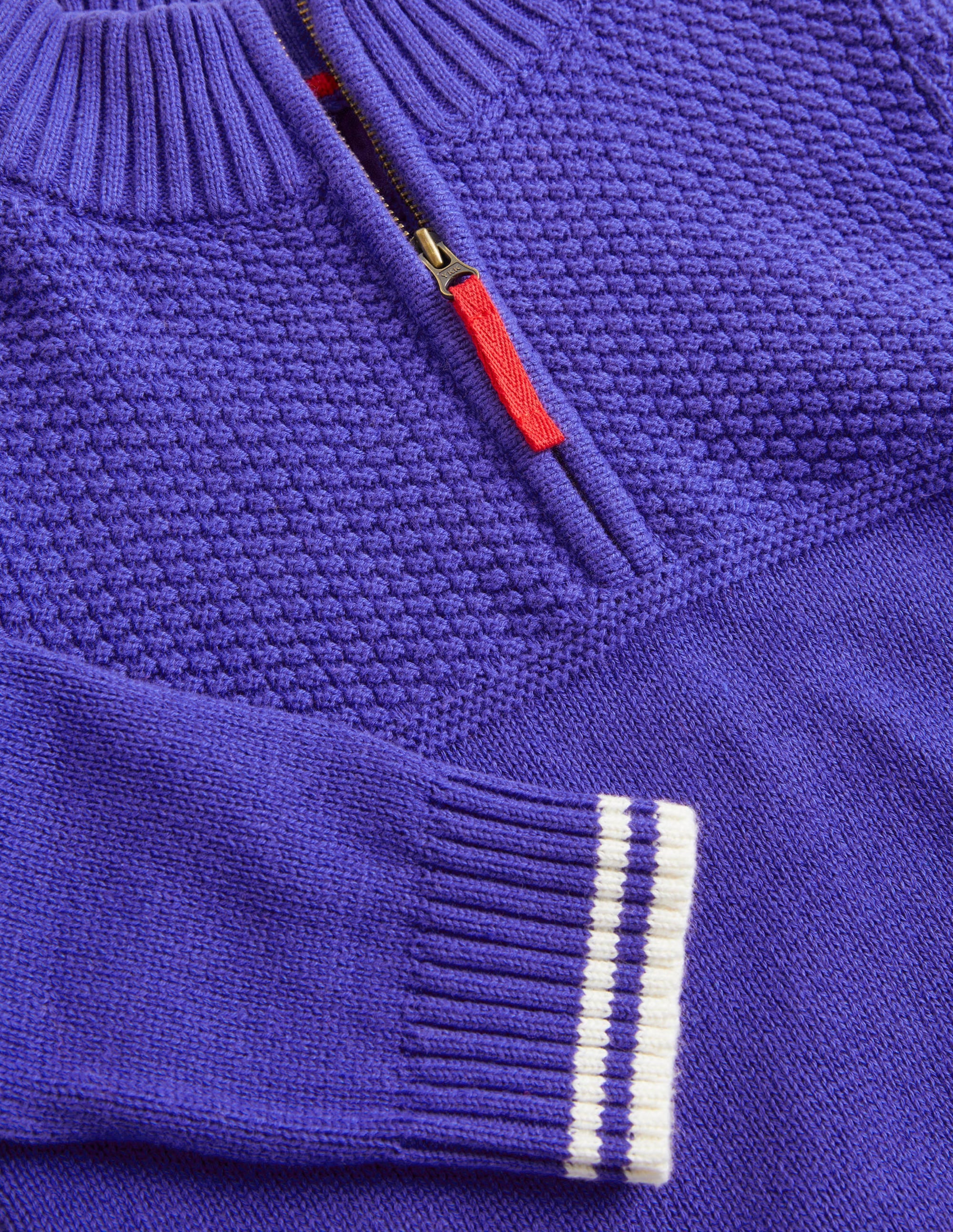Feinstrick-Pullover mit halbem Reißverschluss-Stahlblau - Image 3