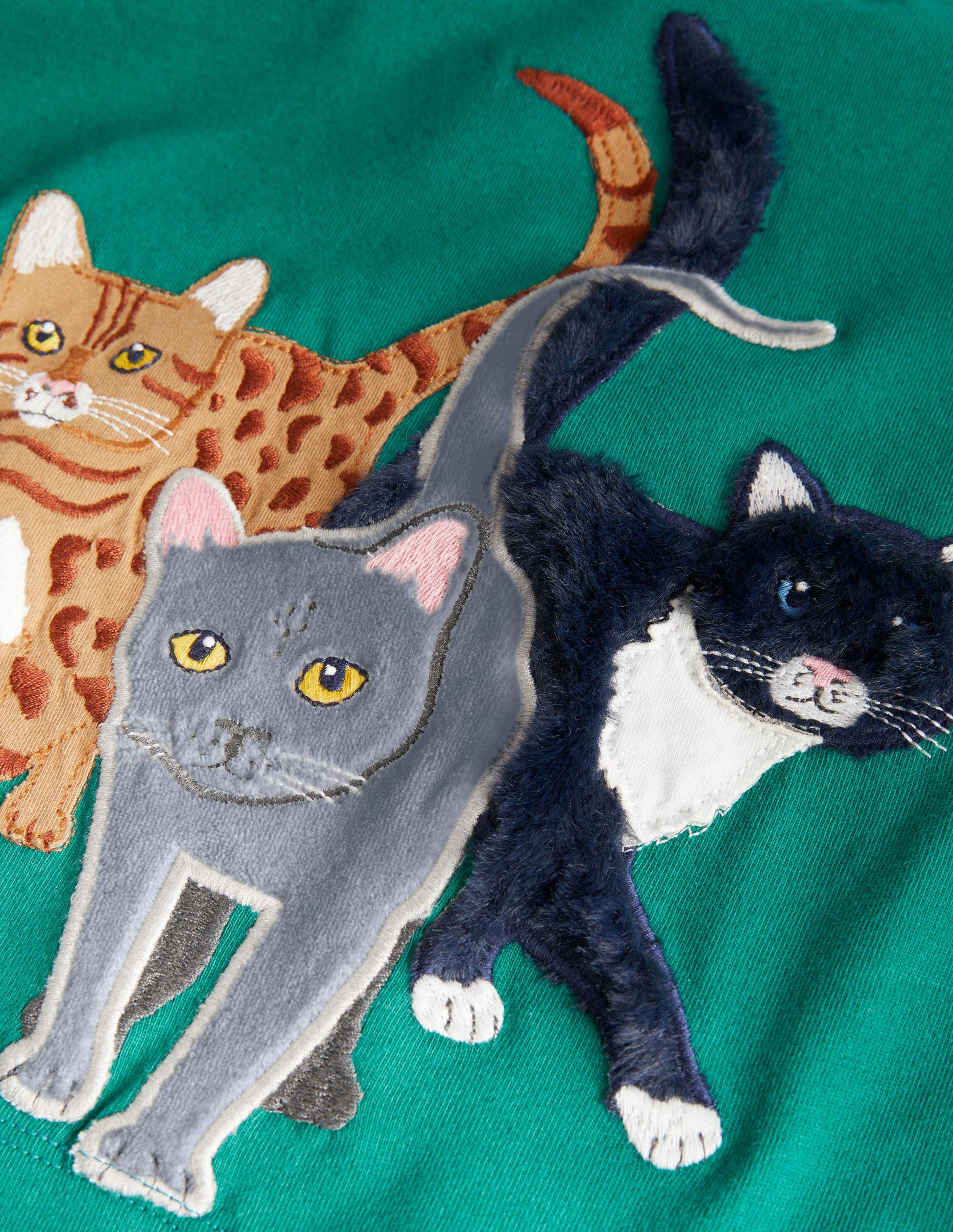 T-Shirt mit Tierapplikation-Waldgrün, Katzen-3