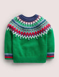 Classic Fair Isle Jumper-Trekking Green Multi Fair Isle