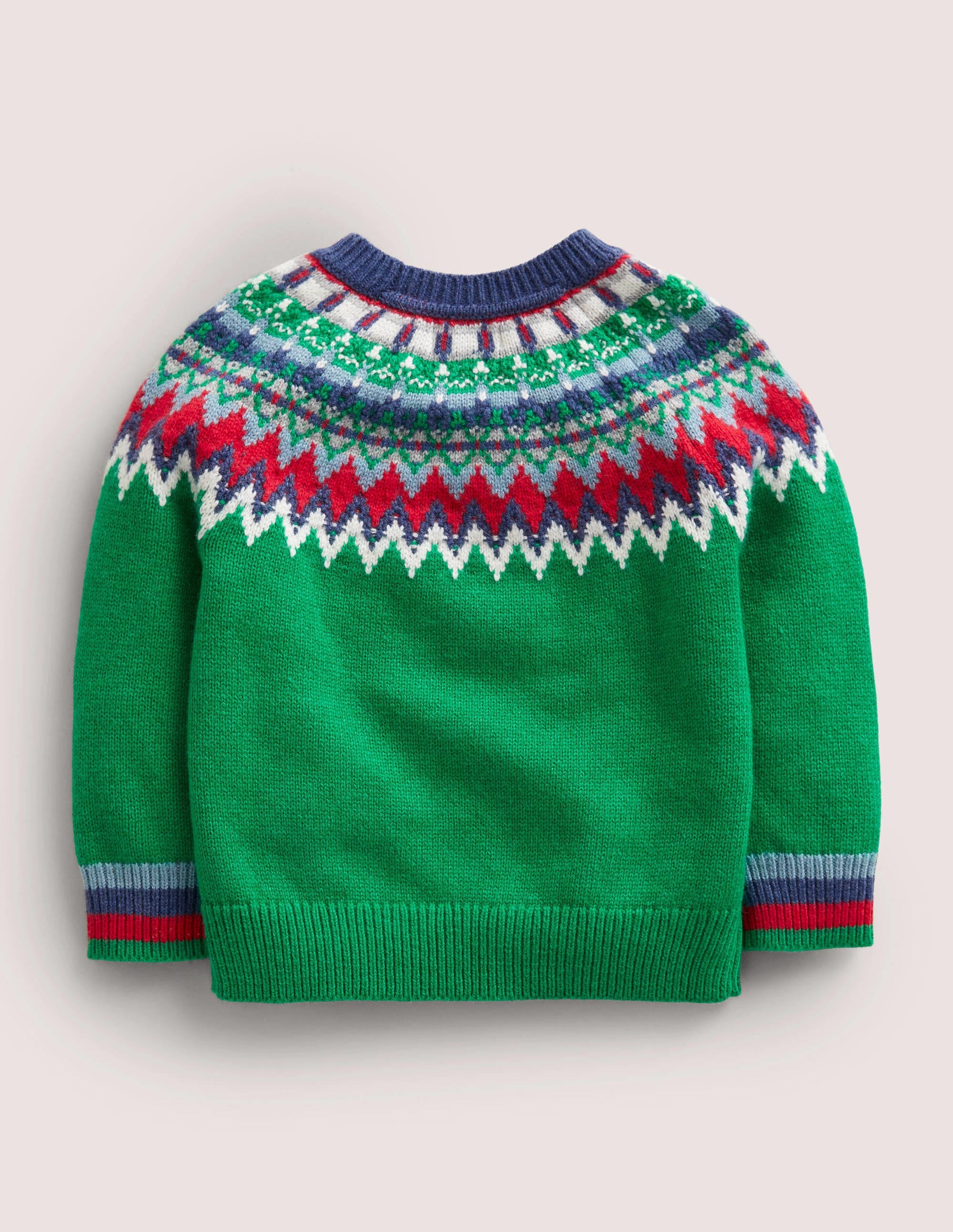 Classic Fair Isle Jumper-Trekking Green Multi Fair Isle - Image 2