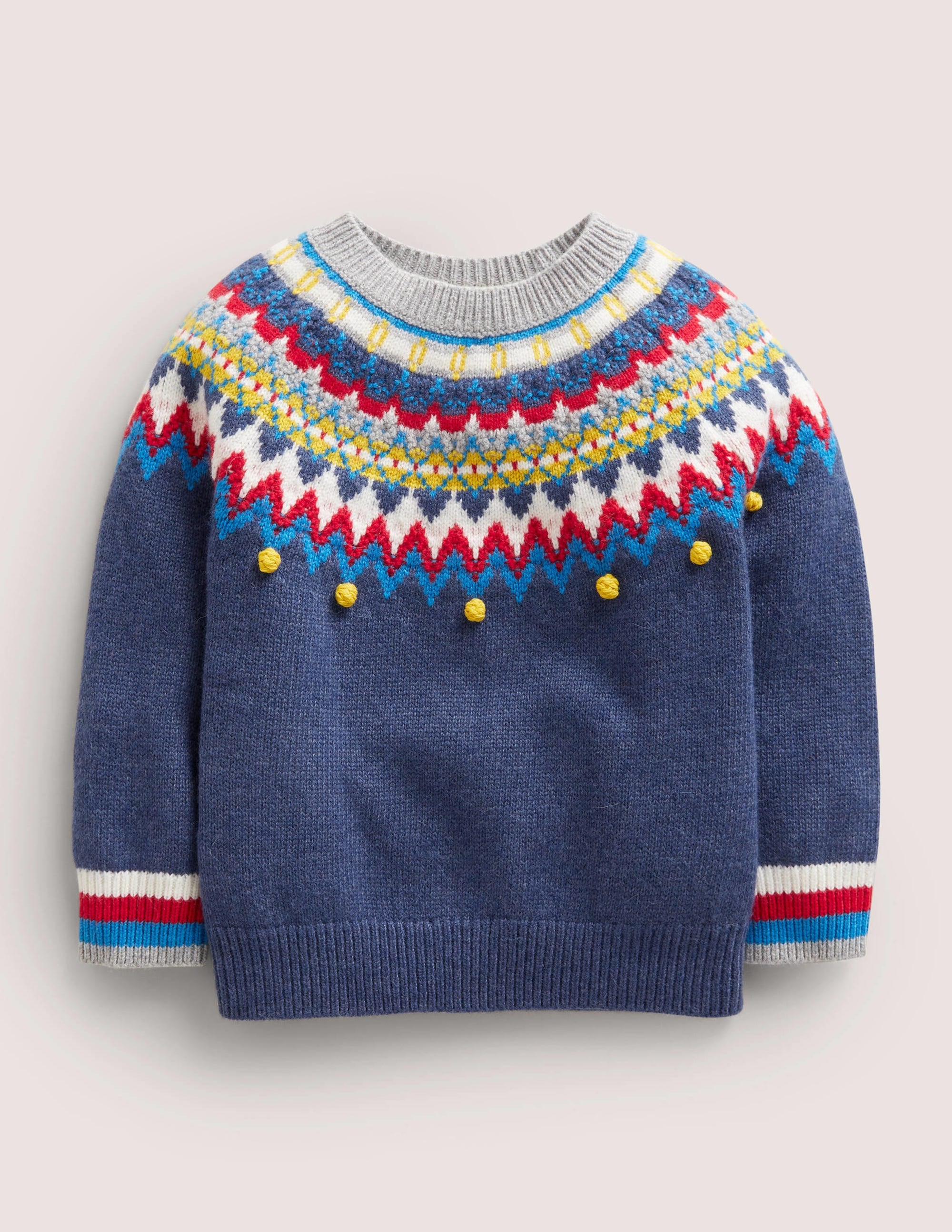 Klassischer Fair-Isle-Pullover-Schuluniform-Navy, Buntes Fair-Isle-Muster - Image 1