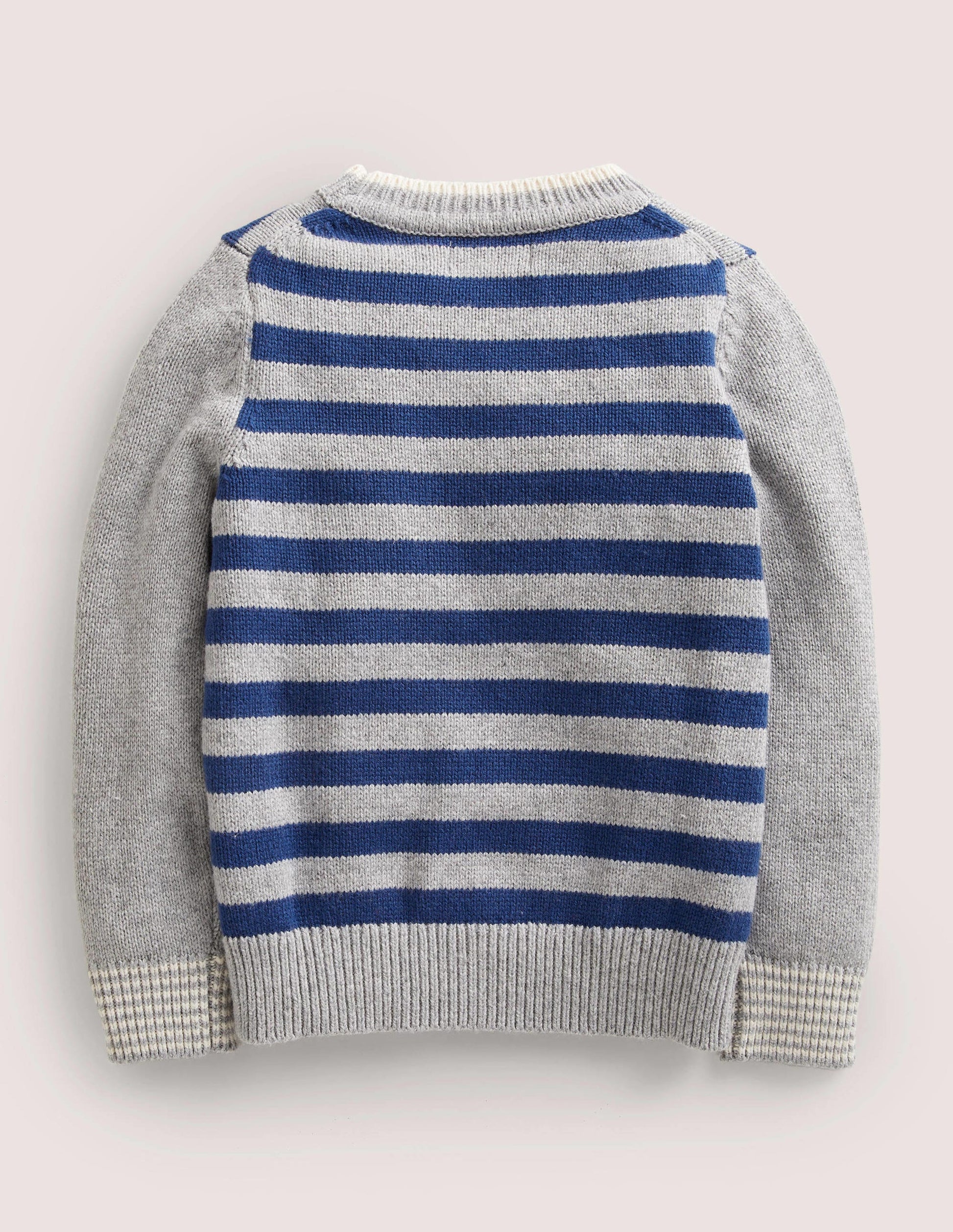 Pull à motif ours polaire 3D-Ours polaire rayé bleu marine/gris-2