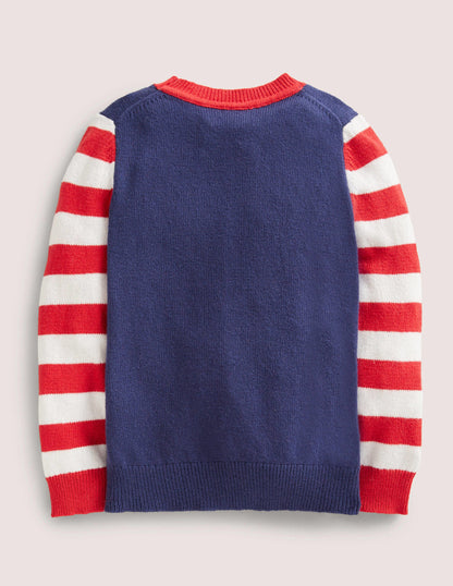 Navy Striped Christmas Jumper-Segelblau, Weihnachtsbaum-2