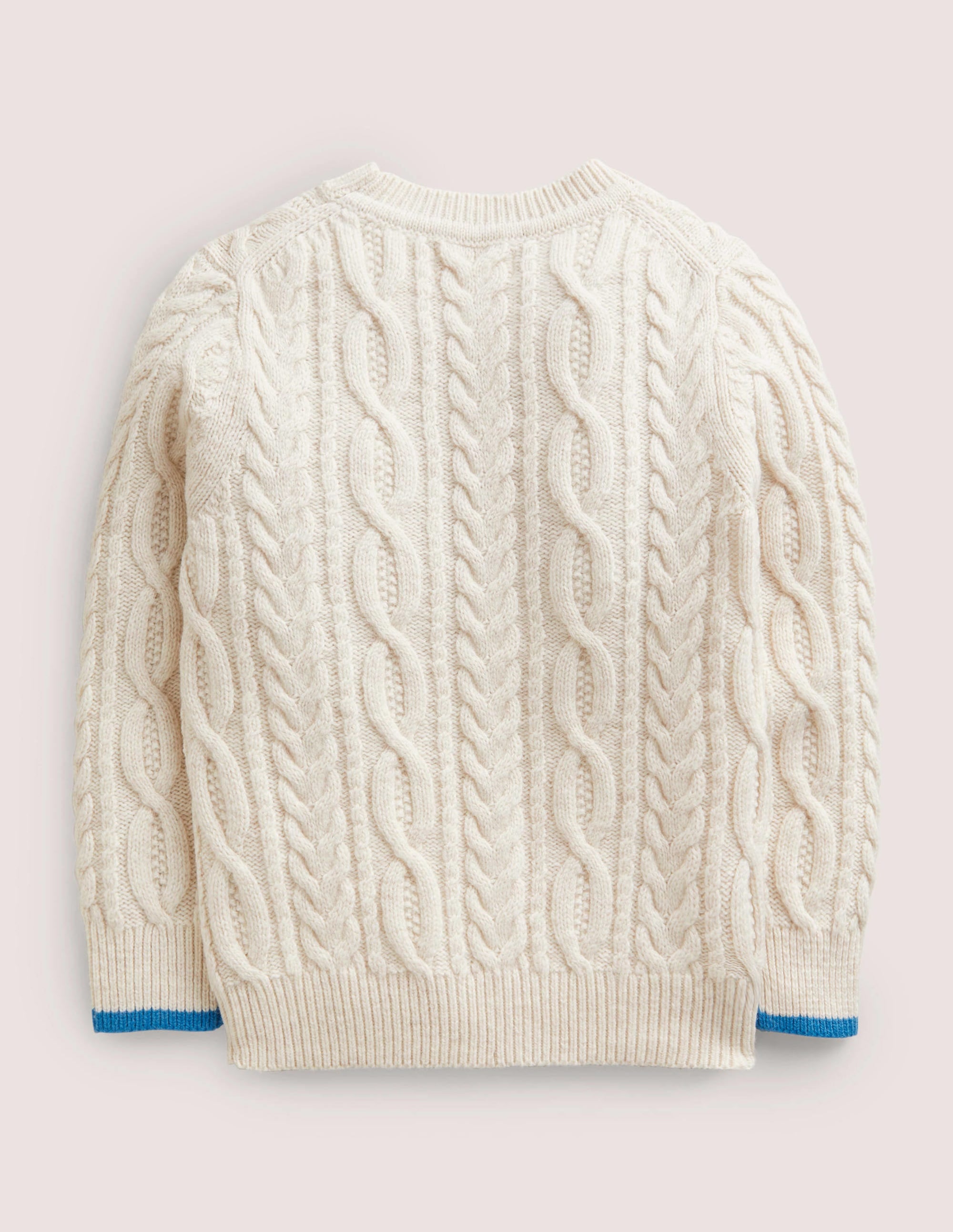 Pull torsadé à motif bonhomme de neige-Bonhomme de neige écru chiné - Image 2
