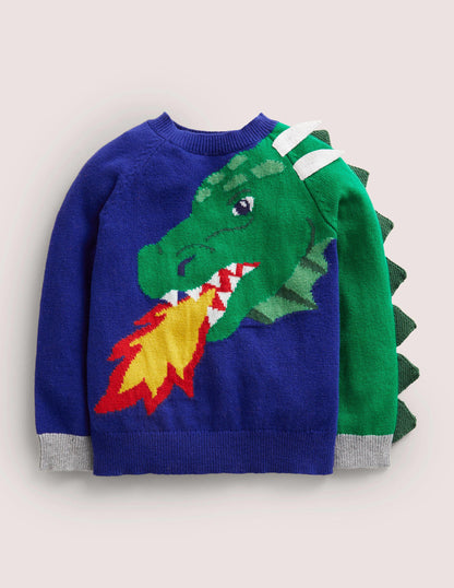 Drachen-Pullover-Stahlblau, Drache-4
