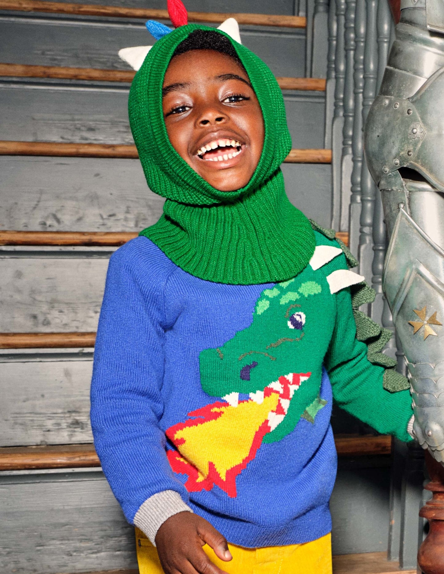 Drachen-Pullover-Stahlblau, Drache