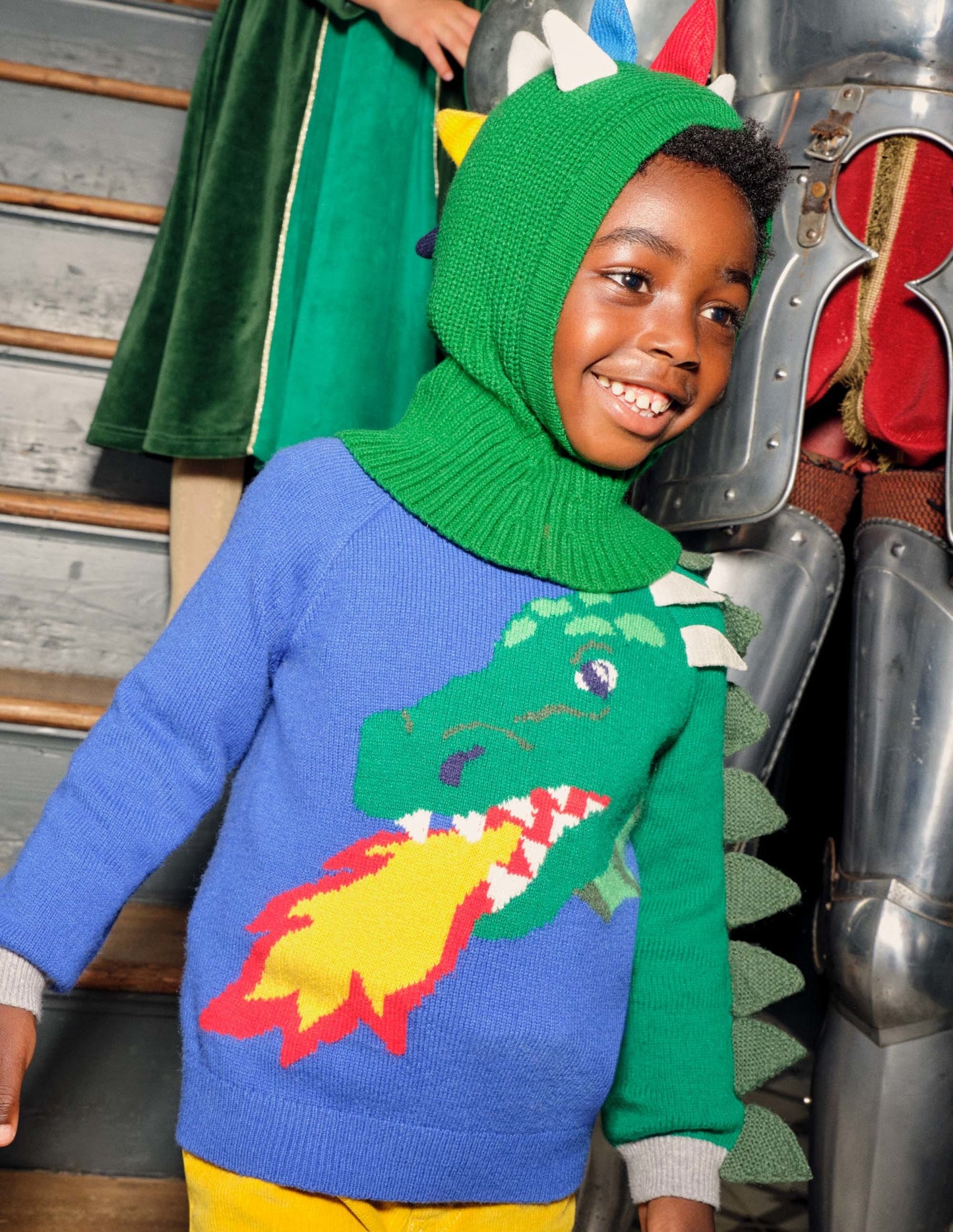 Drachen-Pullover-Stahlblau, Drache