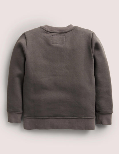 Sweatshirt mit Eulenapplikation-Rauchgrau, Eule-2