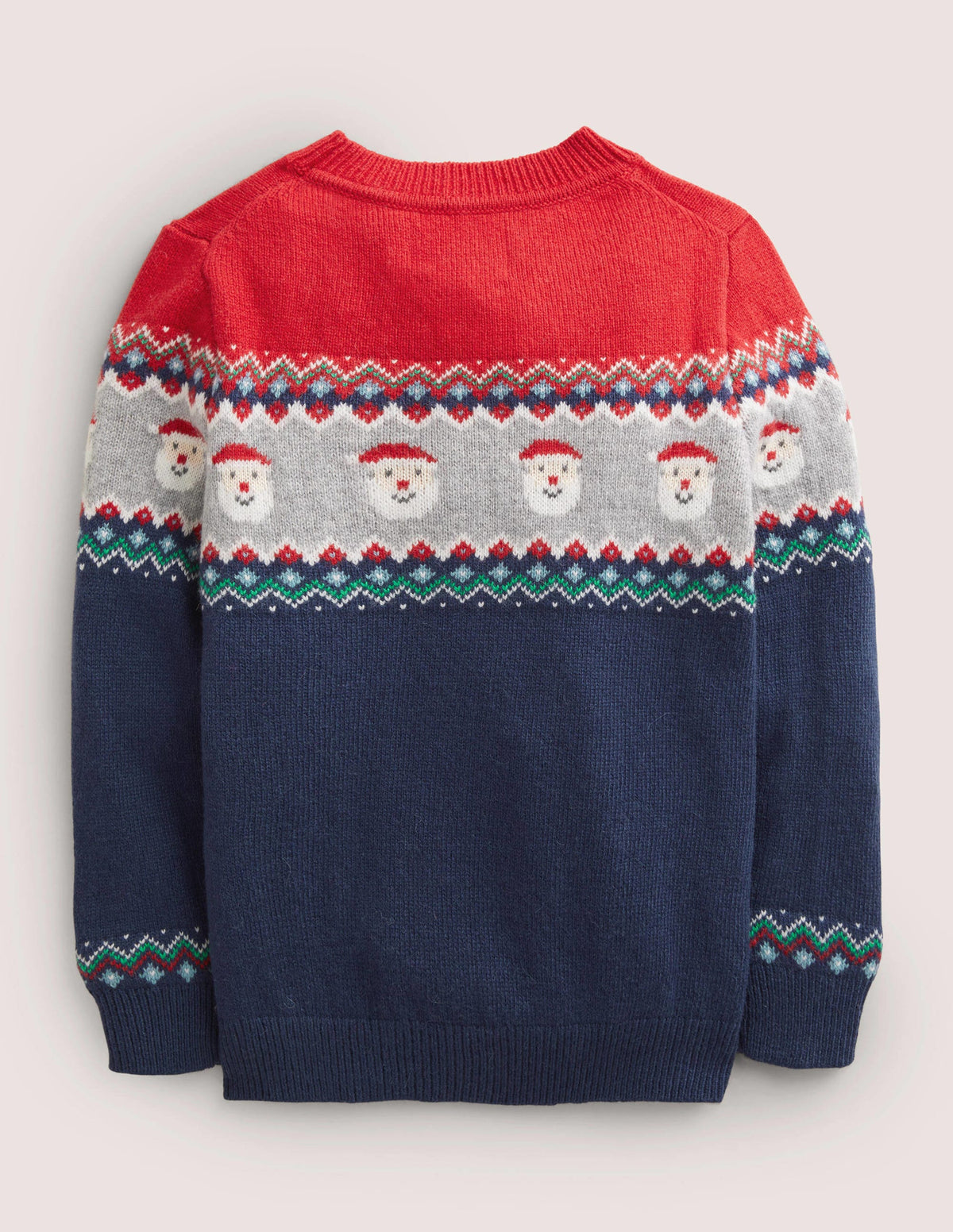 Navy Fair Isle Christmas Jumper-Schuluniform-Navy, Weihnachtsmanngesichter - Image 2