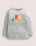 T-shirt à imprimé en relief-Animaux gris chiné