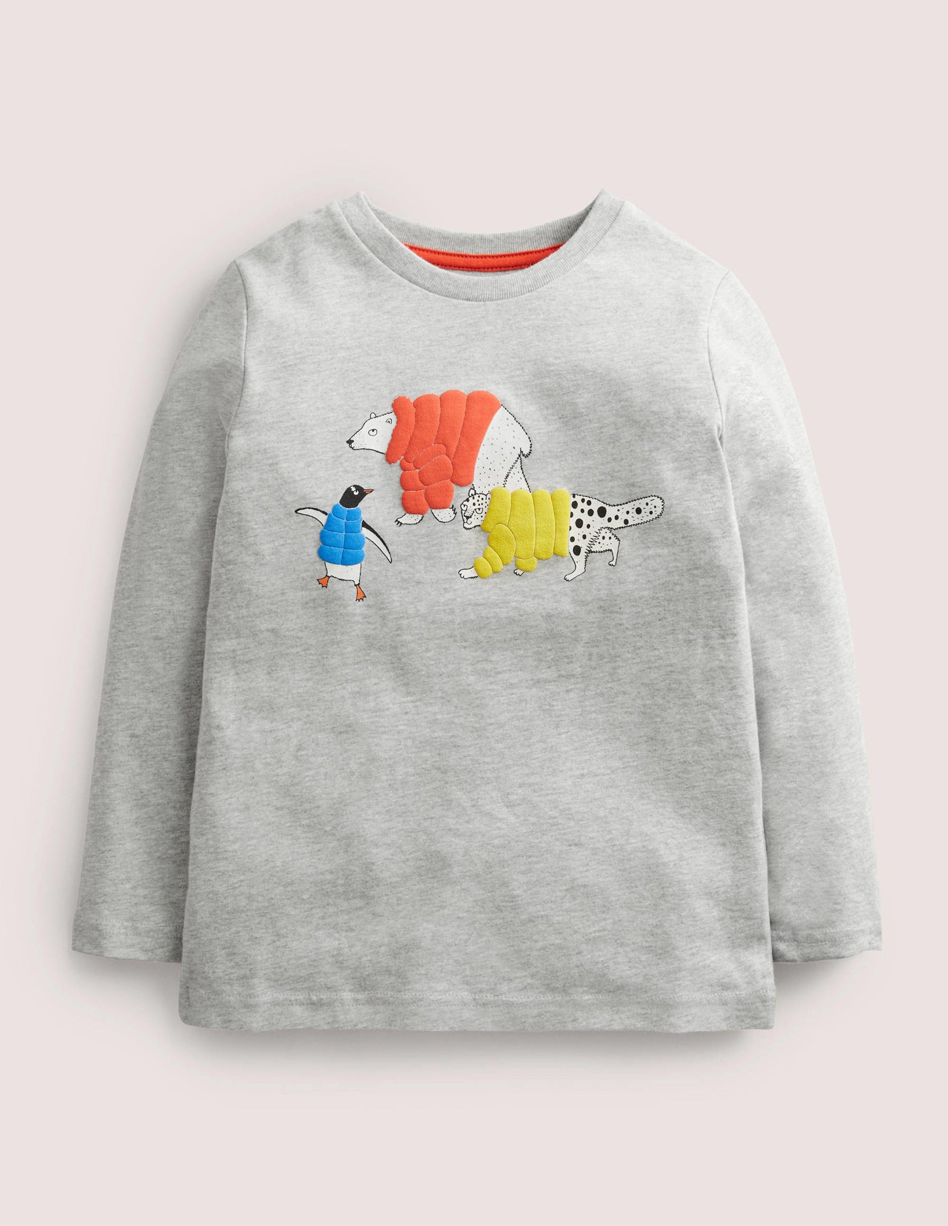 T-shirt à imprimé en relief-Animaux gris chiné-1