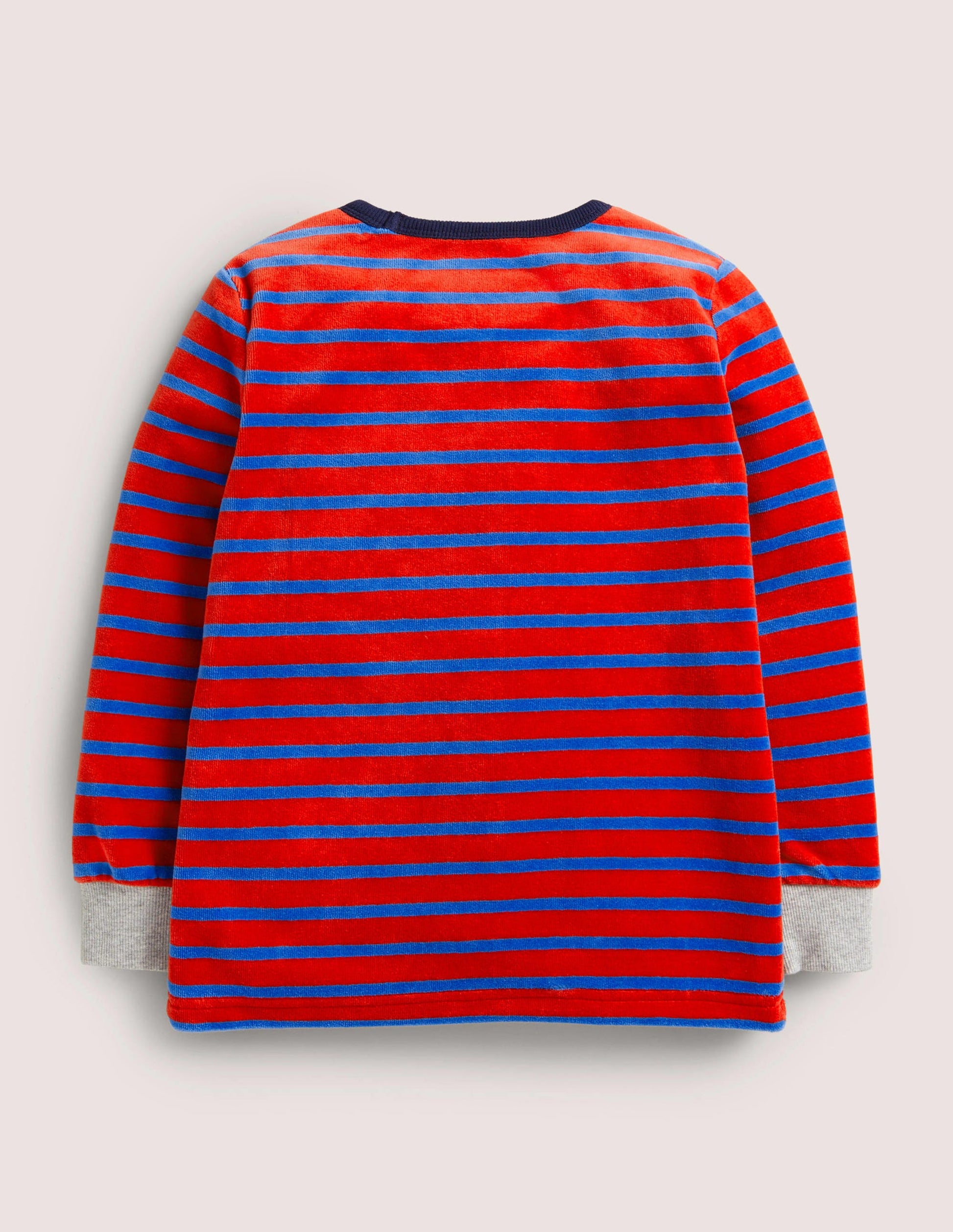 T-shirt en velours-Rouge rockabilly/bleu marocain-2