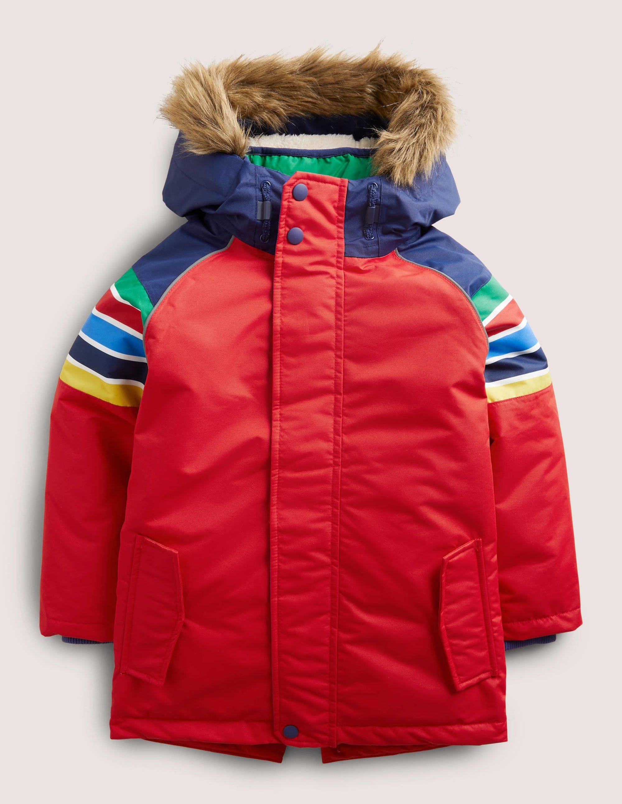 Red Rainbow 4-in-1 Waterproof Parka-Rockabilly Red Rainbow - Image 1