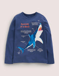 Oberteil mit lehrreichem Motiv-Schuluniform-Navy, Hai