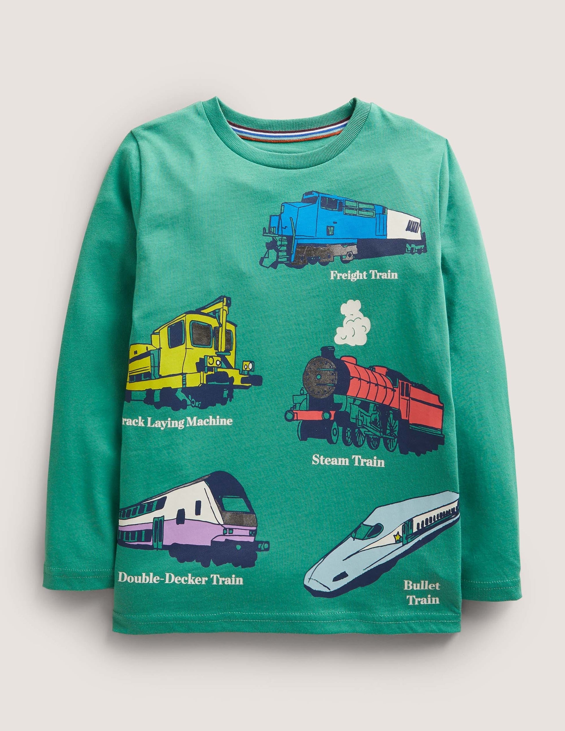 T-shirt à imprimé véhicule métallisé-Trains vert montagne-1