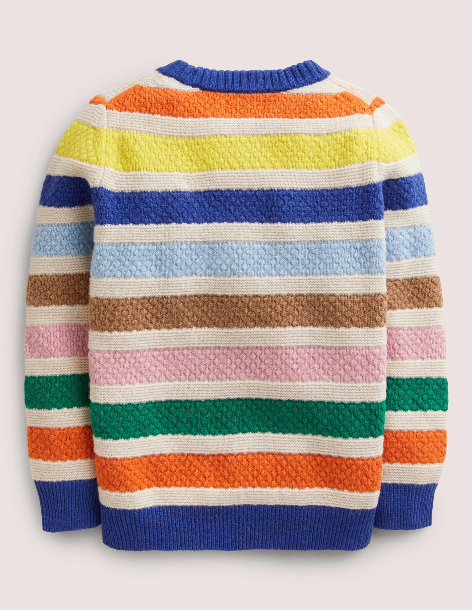 Gestreifter Mini-Me-Pullover-Hellbeige, Regenbogenstreifen - Image 2