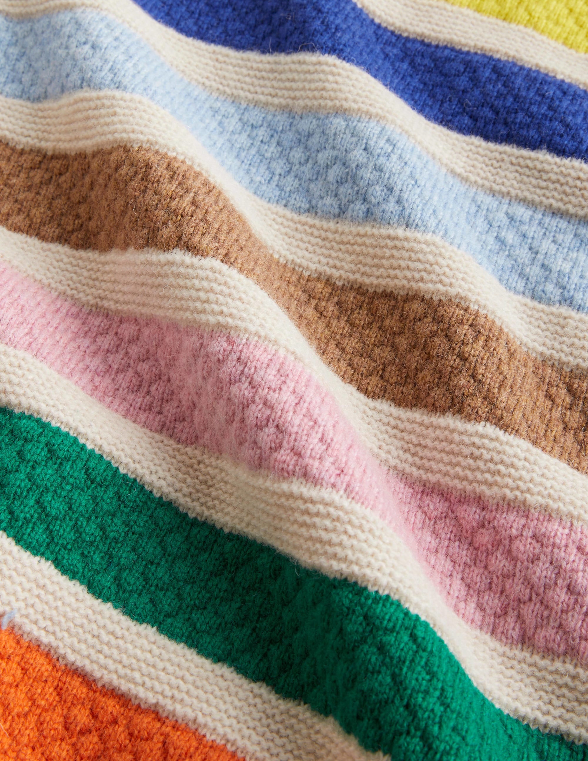 Gestreifter Mini-Me-Pullover-Hellbeige, Regenbogenstreifen - Image 3