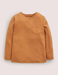 T-shirt délavé à manches longues-Marron