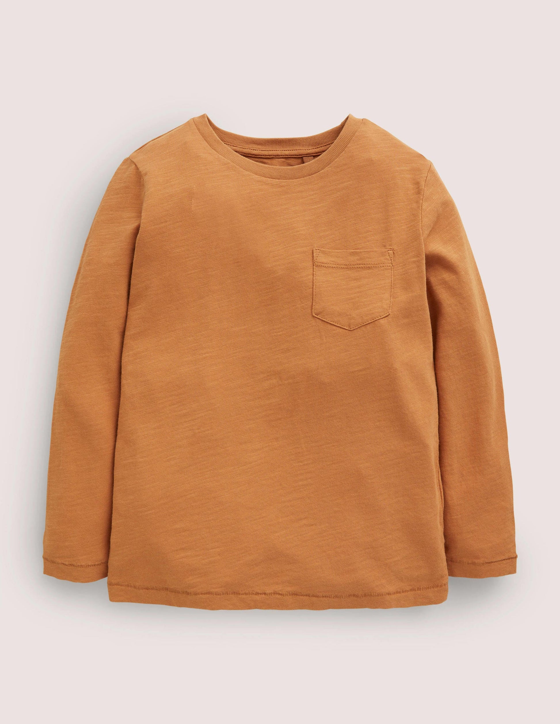 T-shirt délavé à manches longues-Marron-1