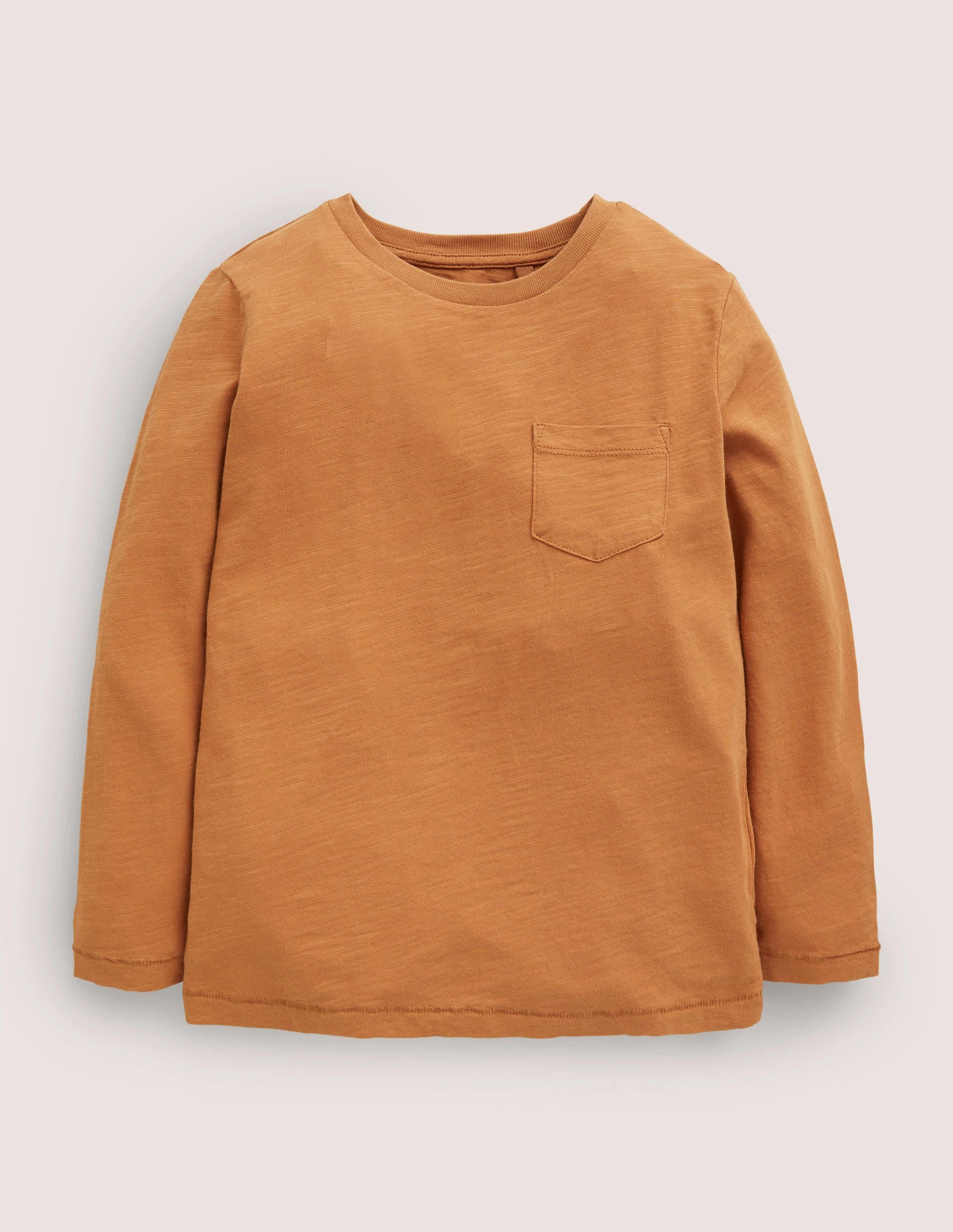 T-shirt délavé à manches longues-Marron - Image 1