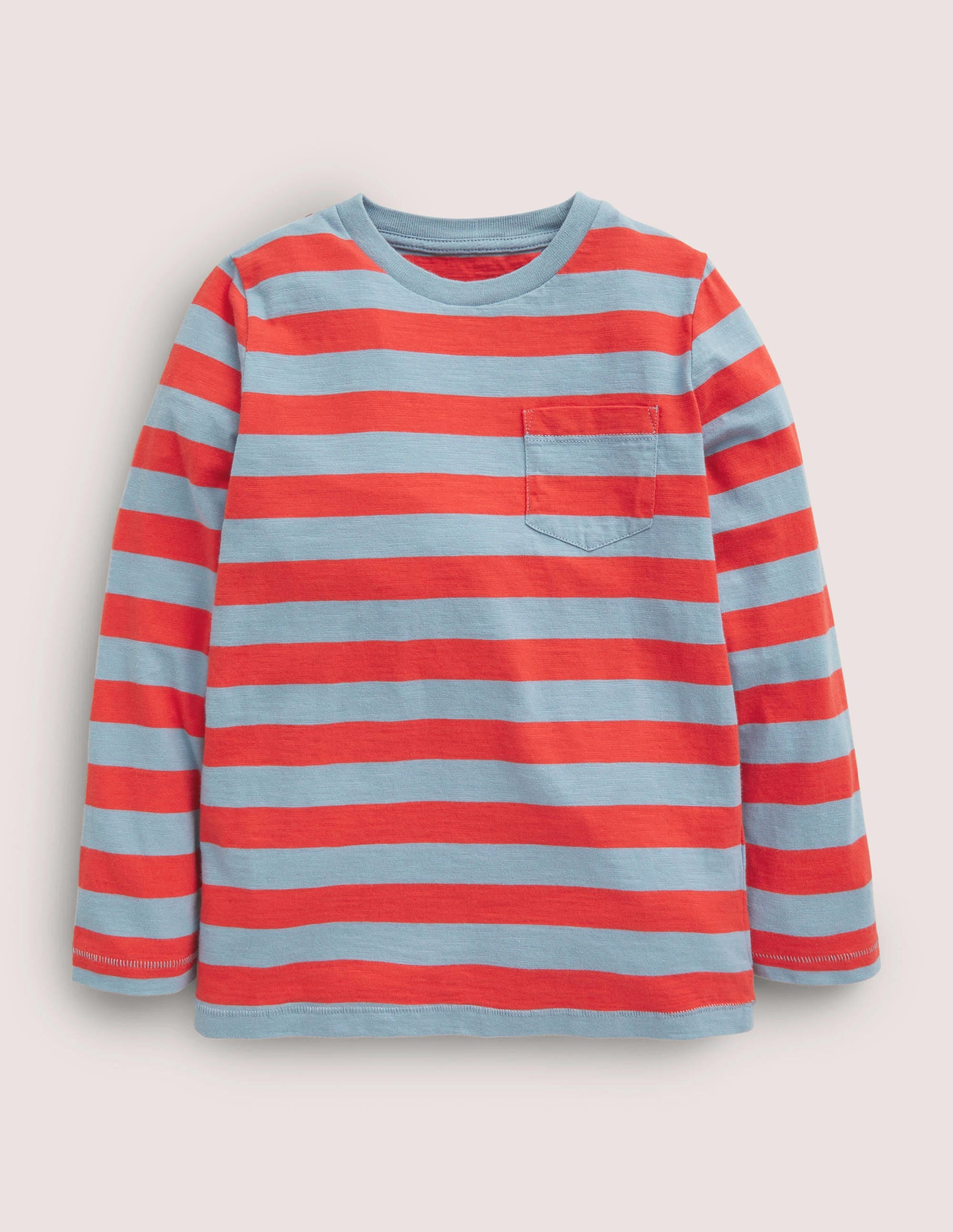 Langärmliges T-Shirt in gewaschener Optik-Blau/Rot - Image 1