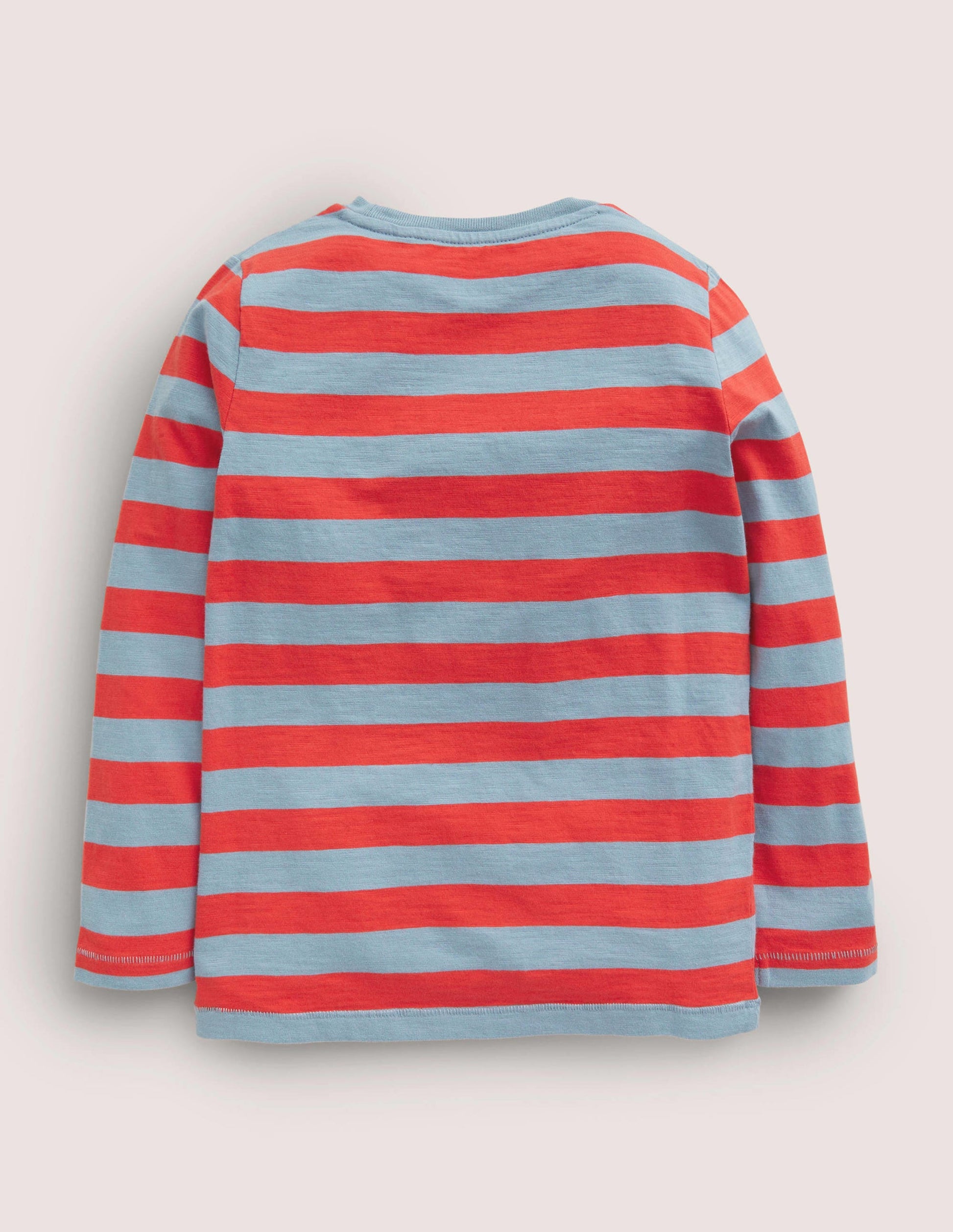Langärmliges T-Shirt in gewaschener Optik-Blau/Rot-2