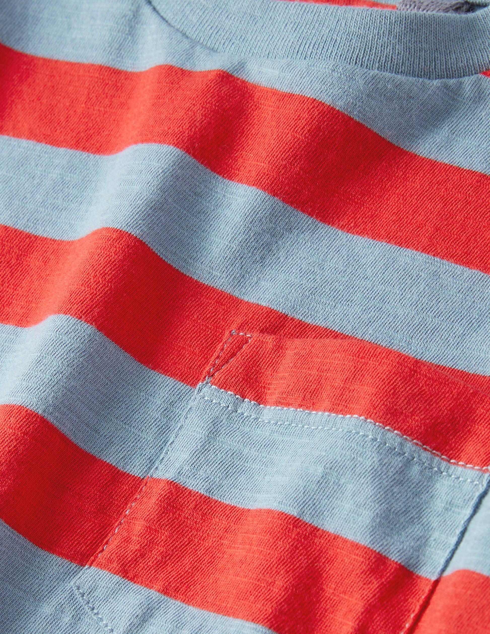 Langärmliges T-Shirt in gewaschener Optik-Blau/Rot-3