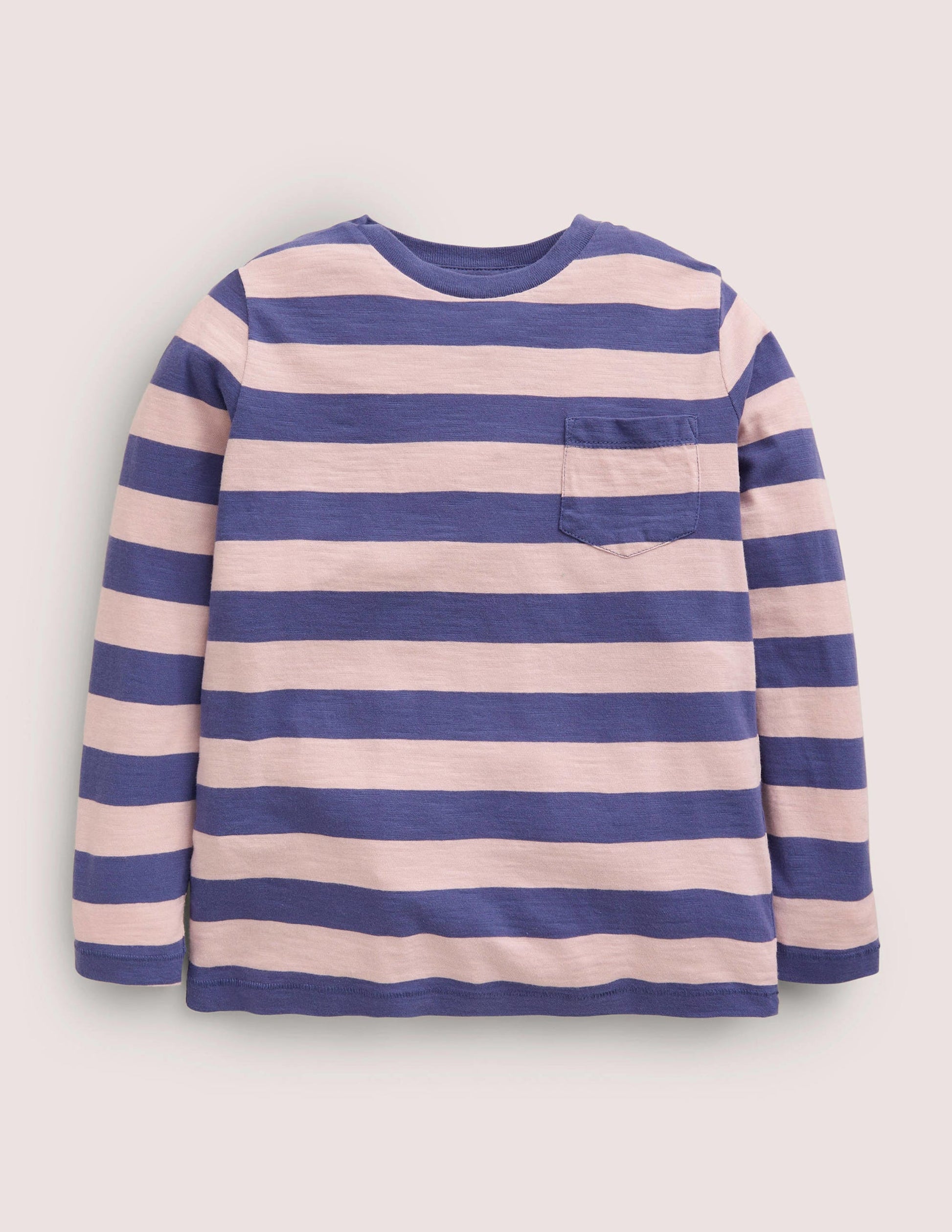 Langärmliges T-Shirt in gewaschener Optik-Rosa/Blau-1