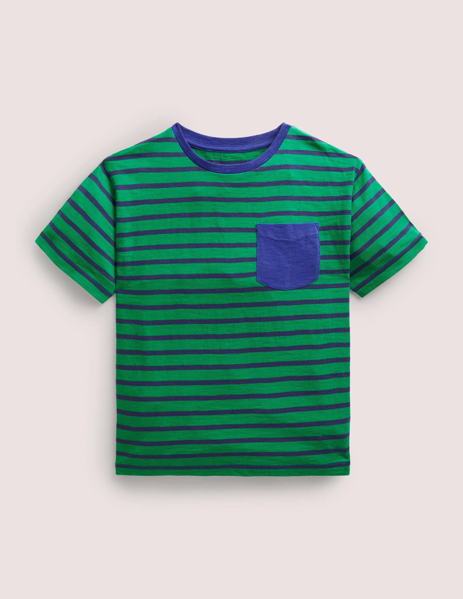 T-Shirt mit abgesetzten Schultern-Paprikagrün/Schuluniform-Navy-1
