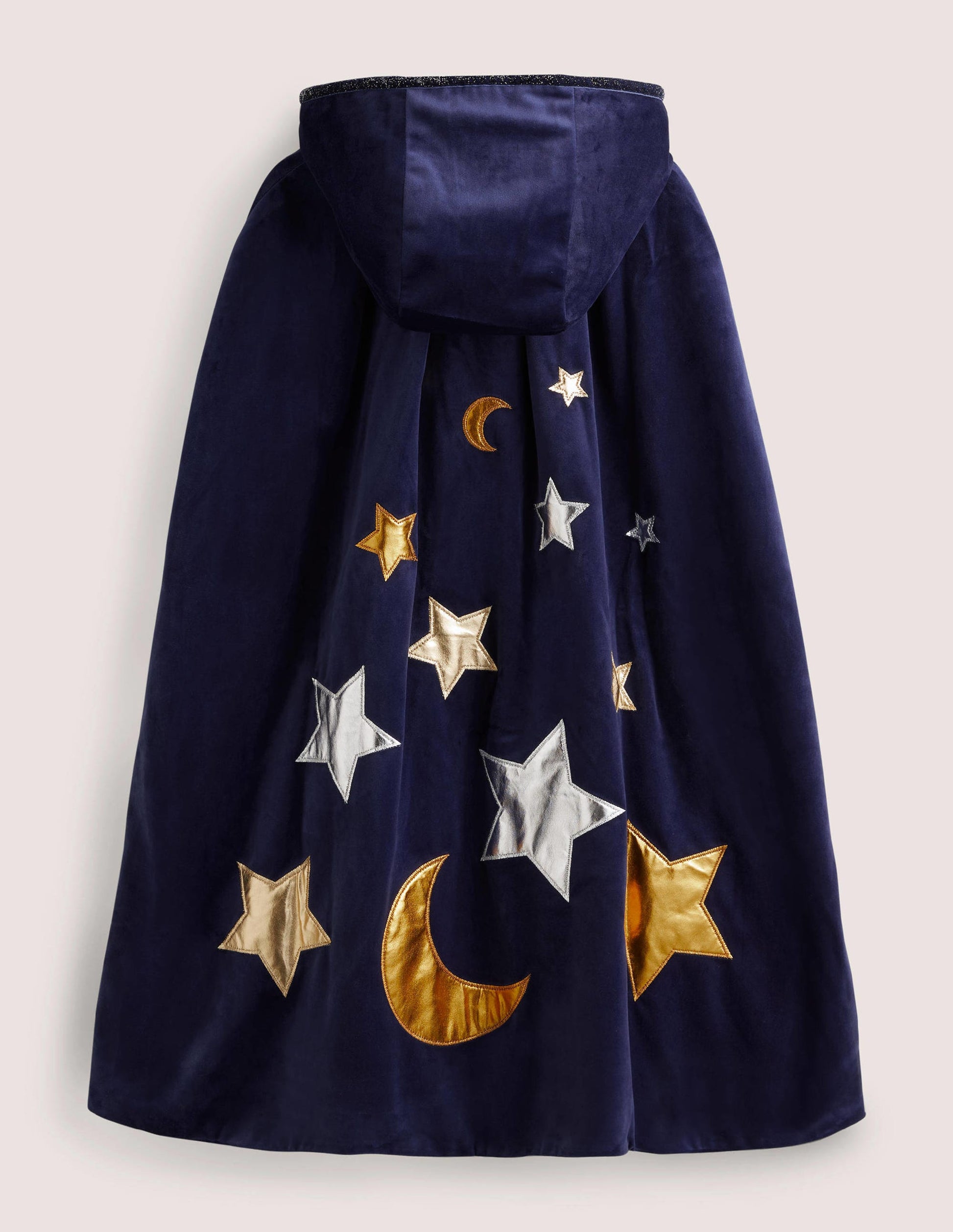 Navy Embroidered Stars Velvet Halloween Cape-Bleu marine universitaire-2