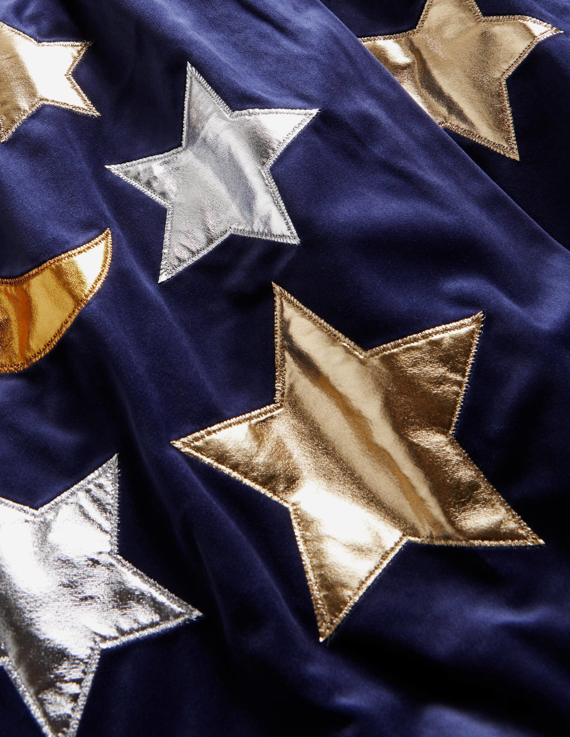 Navy Embroidered Stars Velvet Halloween Cape-Bleu marine universitaire-3