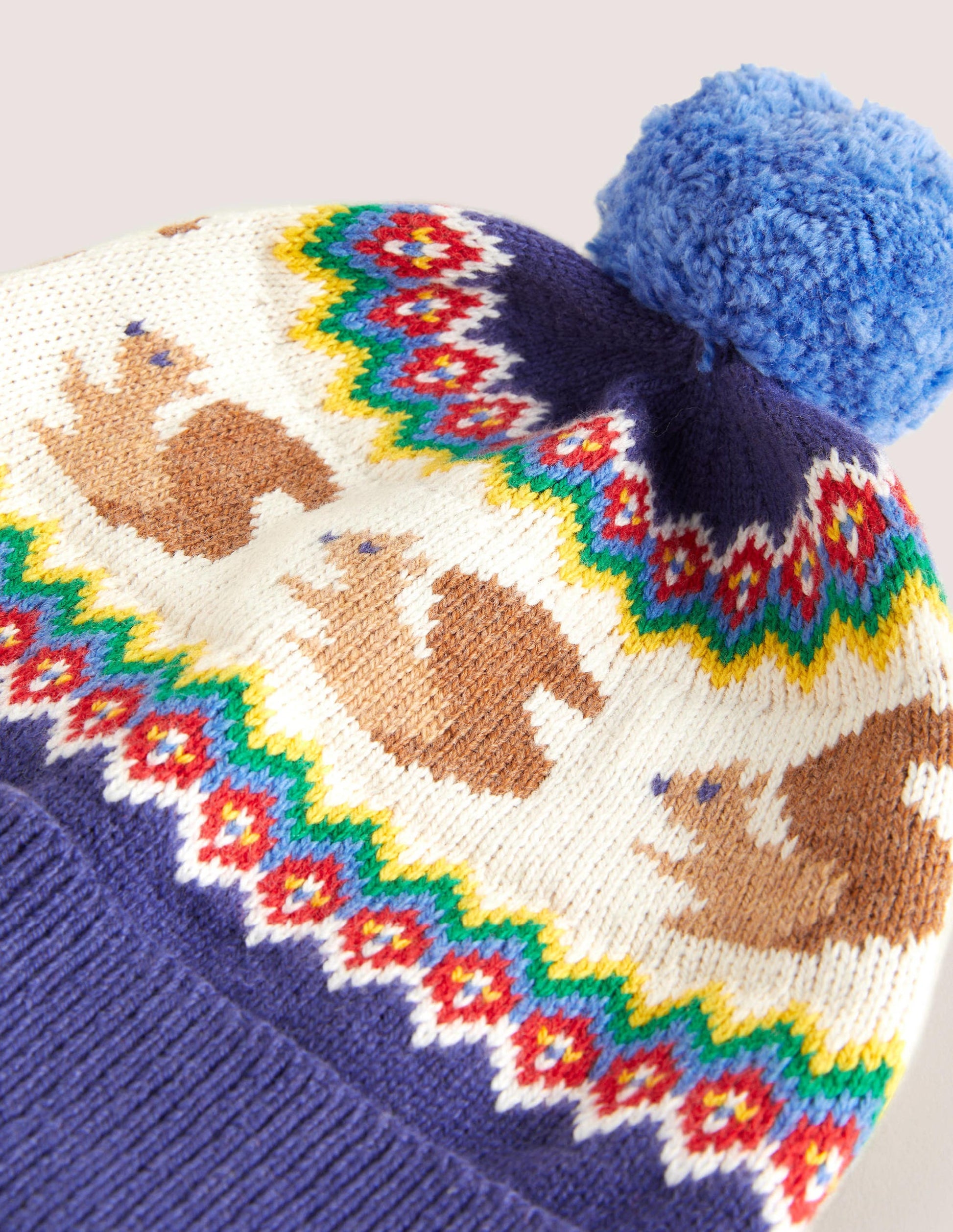 Bonnet à motif jacquard écureuil-Bleu marine-2