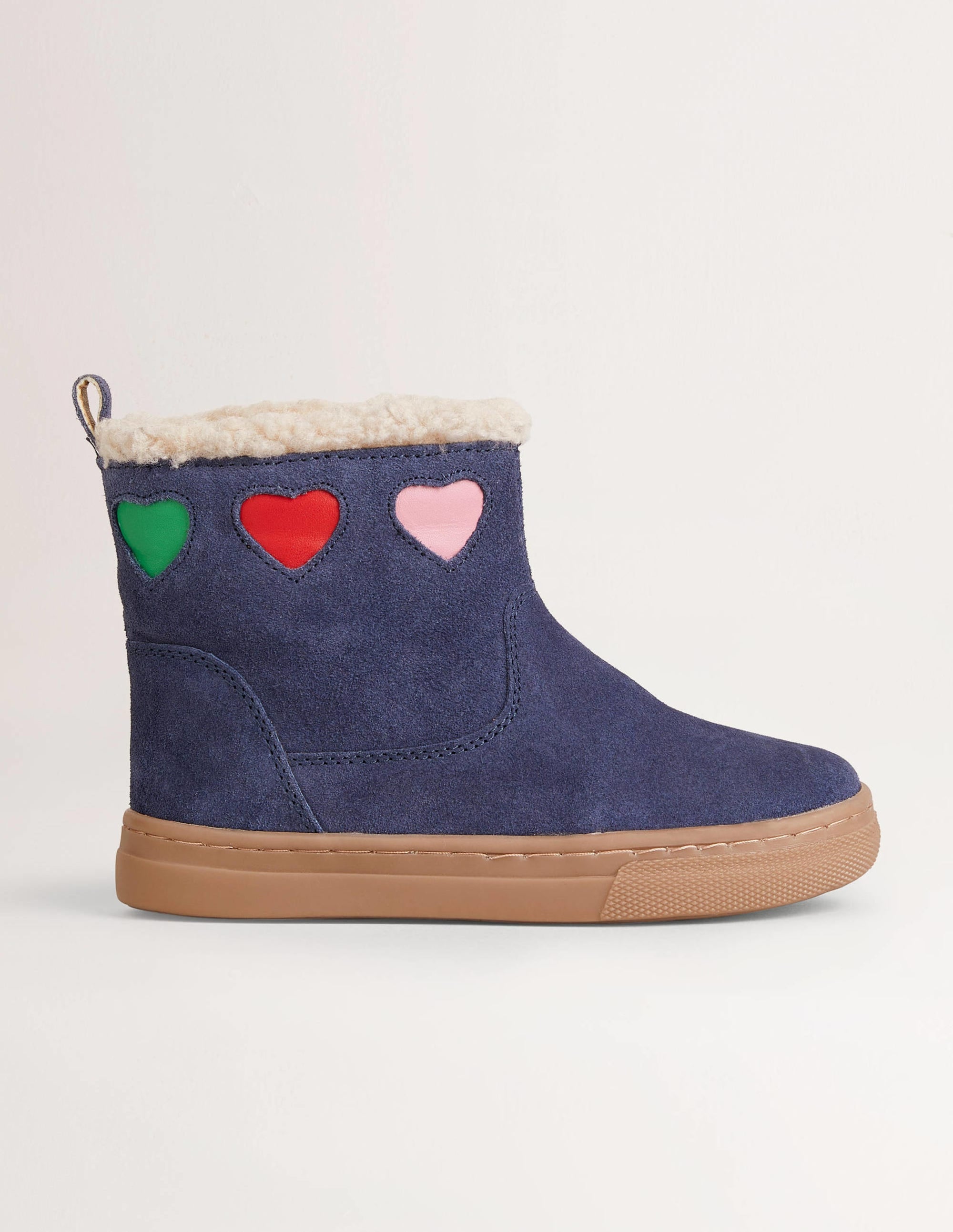 Suede Cosy Boots-Navy Hearts - Image 1