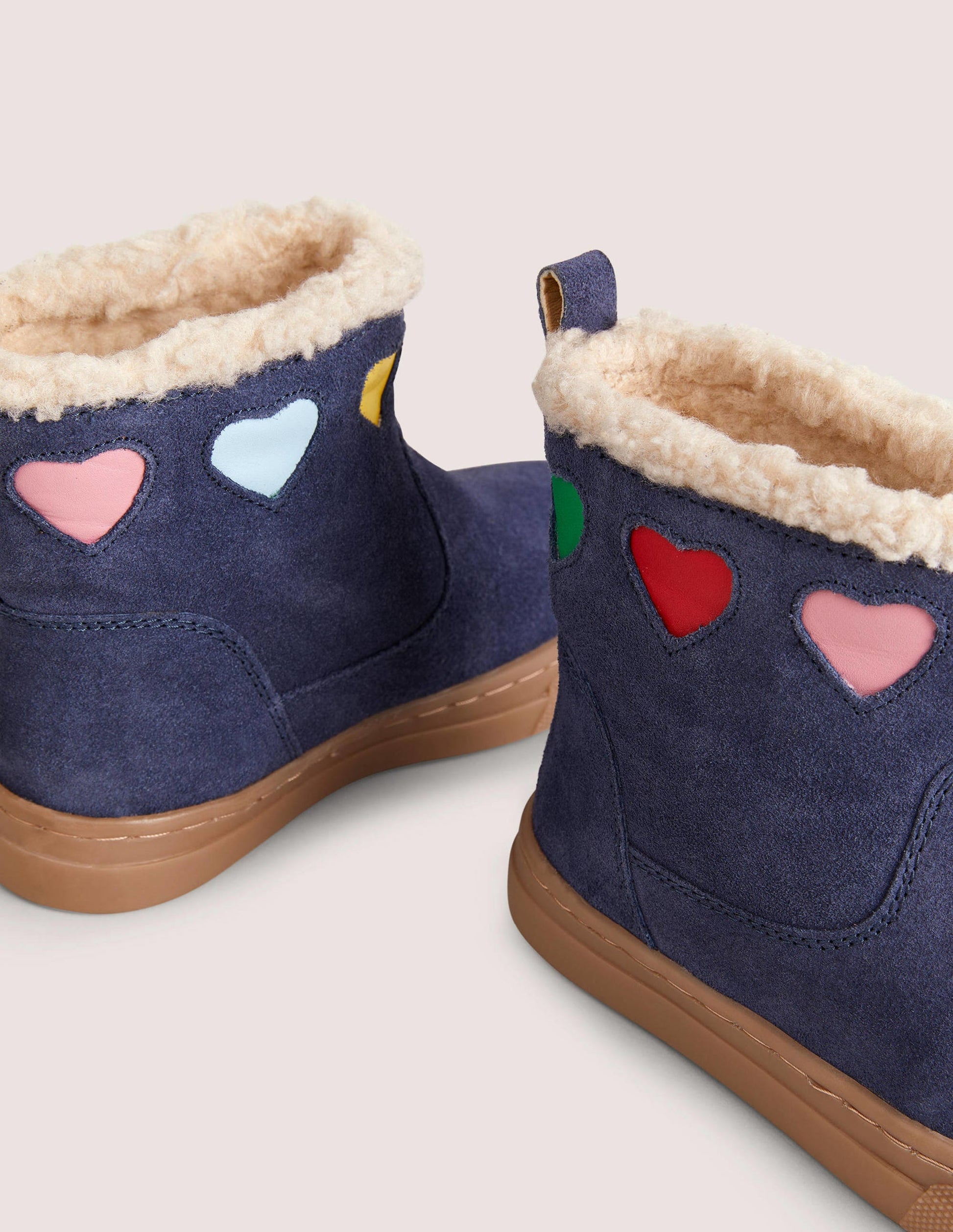 Suede Cosy Boots-Navy Hearts-3