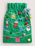 Green Embroidered Christmas Sack-Vert des Highlands