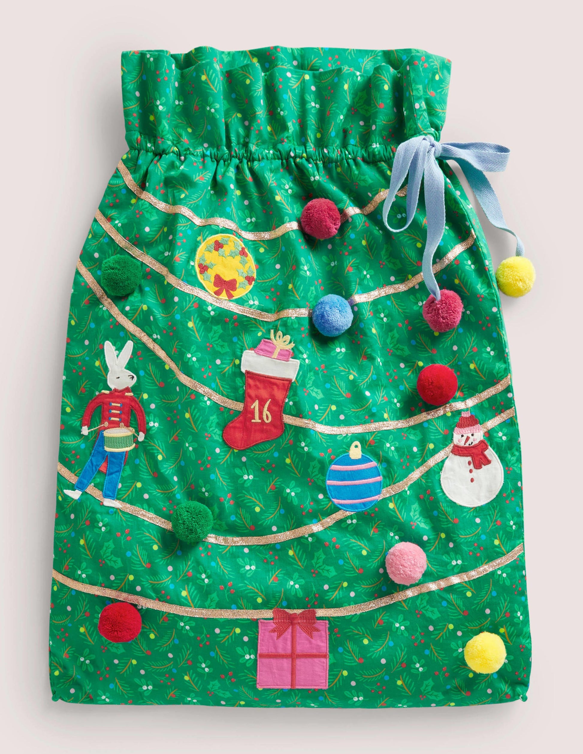 Green Embroidered Christmas Sack-Vert des Highlands-1