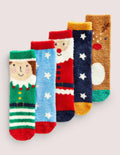 5 paires de chaussettes de Noël duveteuses-Multi