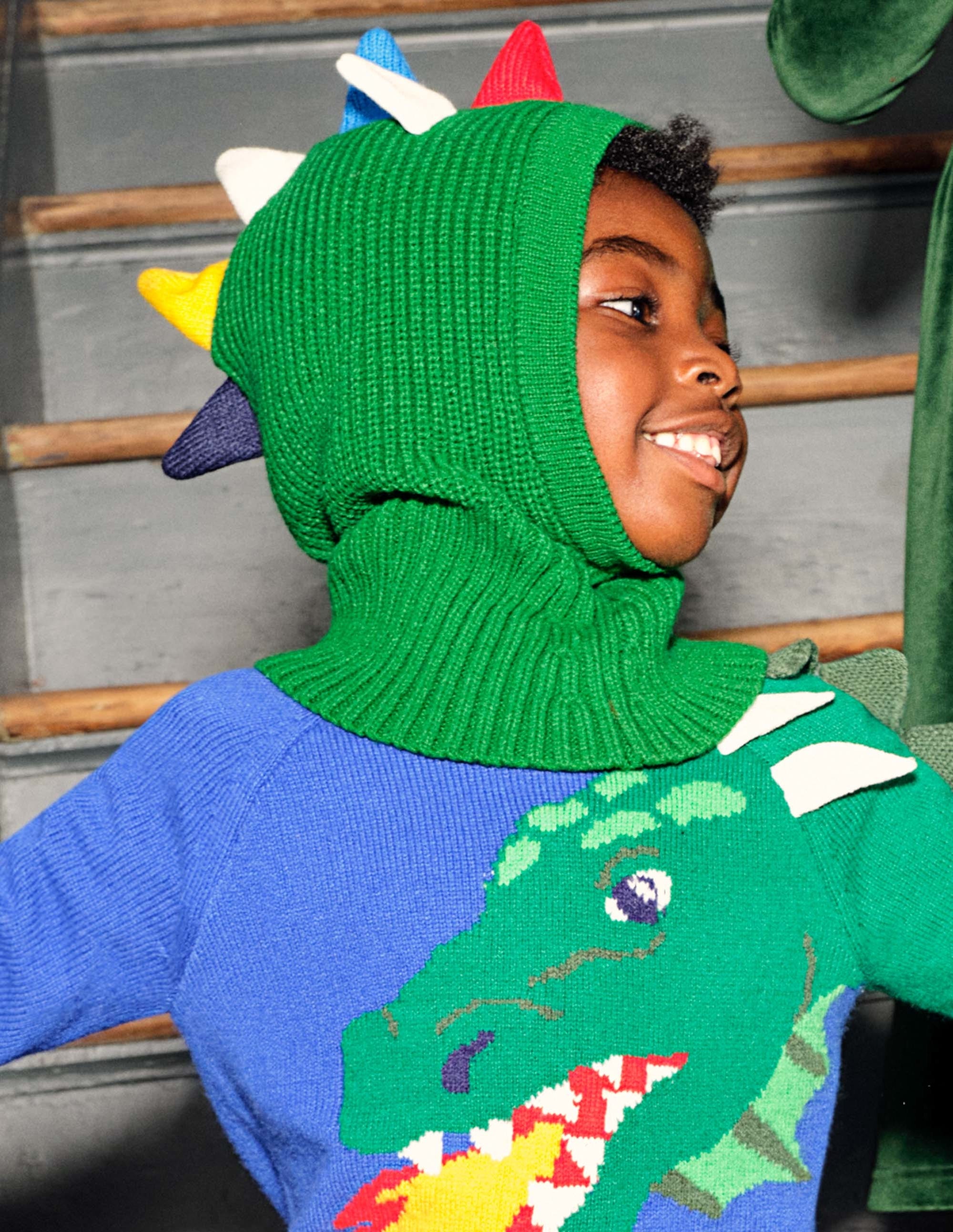 Bonnet en maille-Dinosaure vert - Image 4