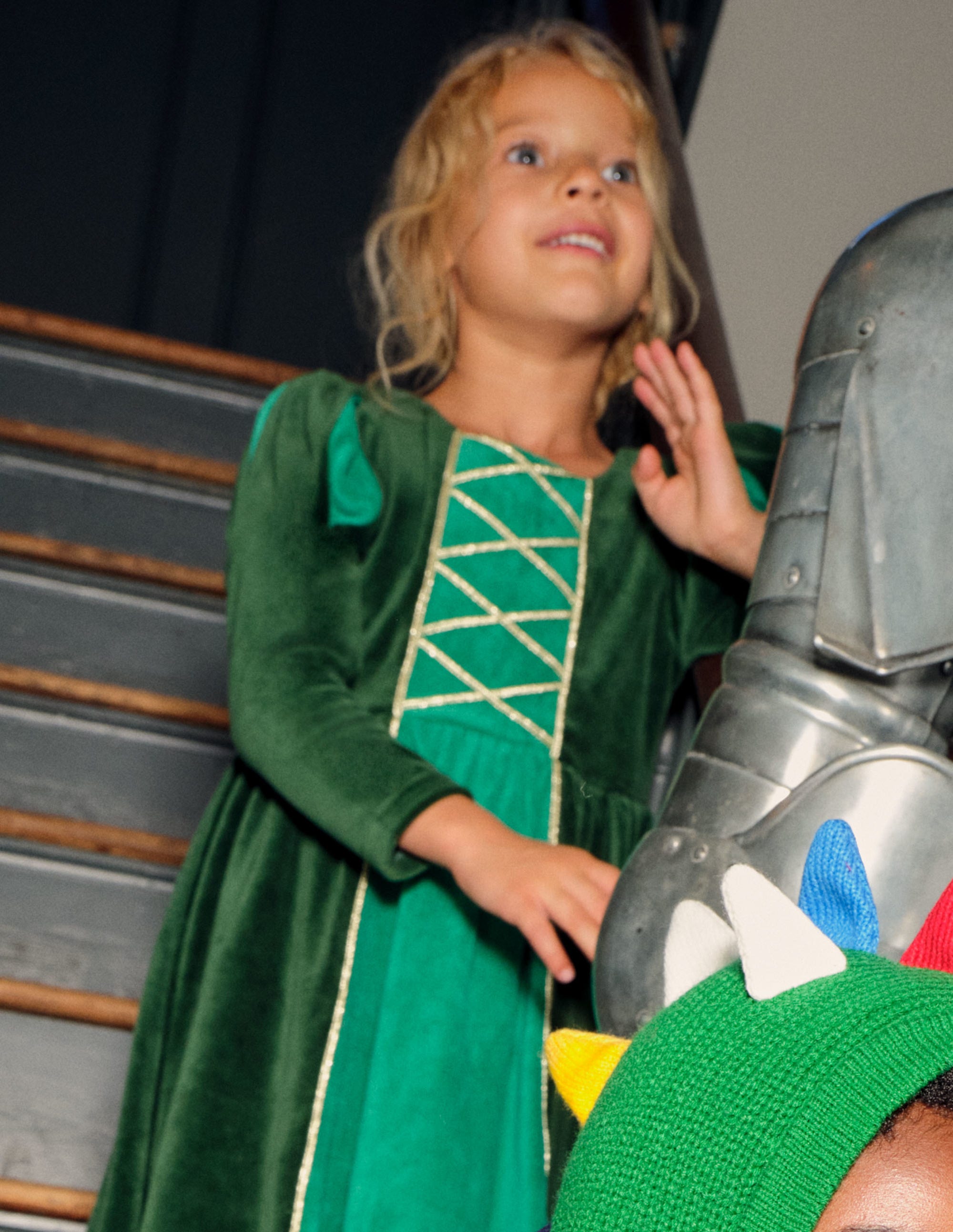 Robe en velours à manches bouffantes-Vert trekking - Image 4